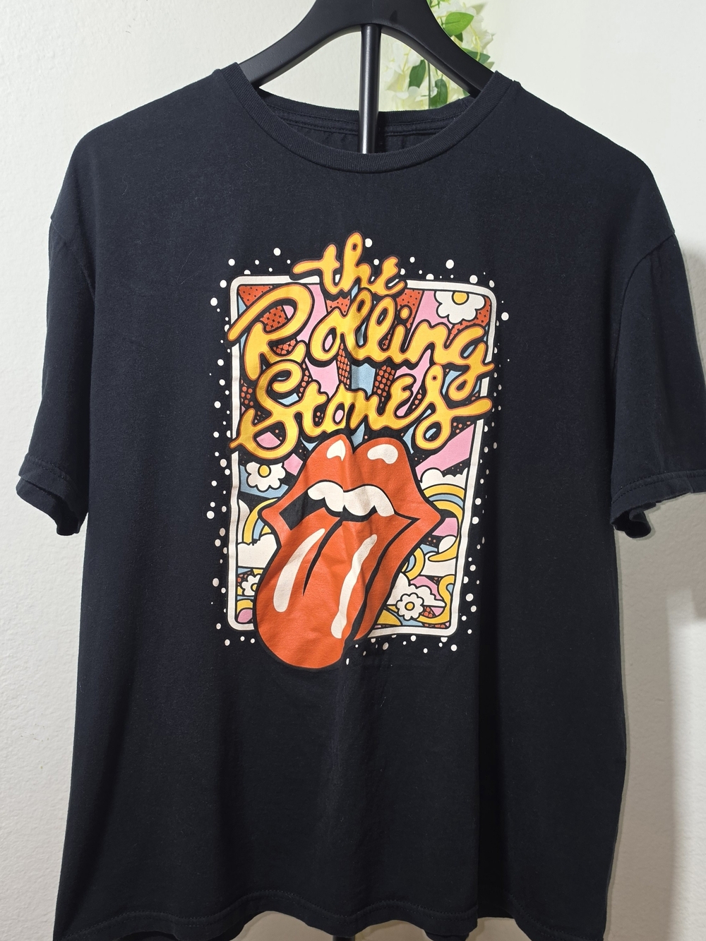 The Rolling Stones Black Graphic Tee with Red Tongue Logo